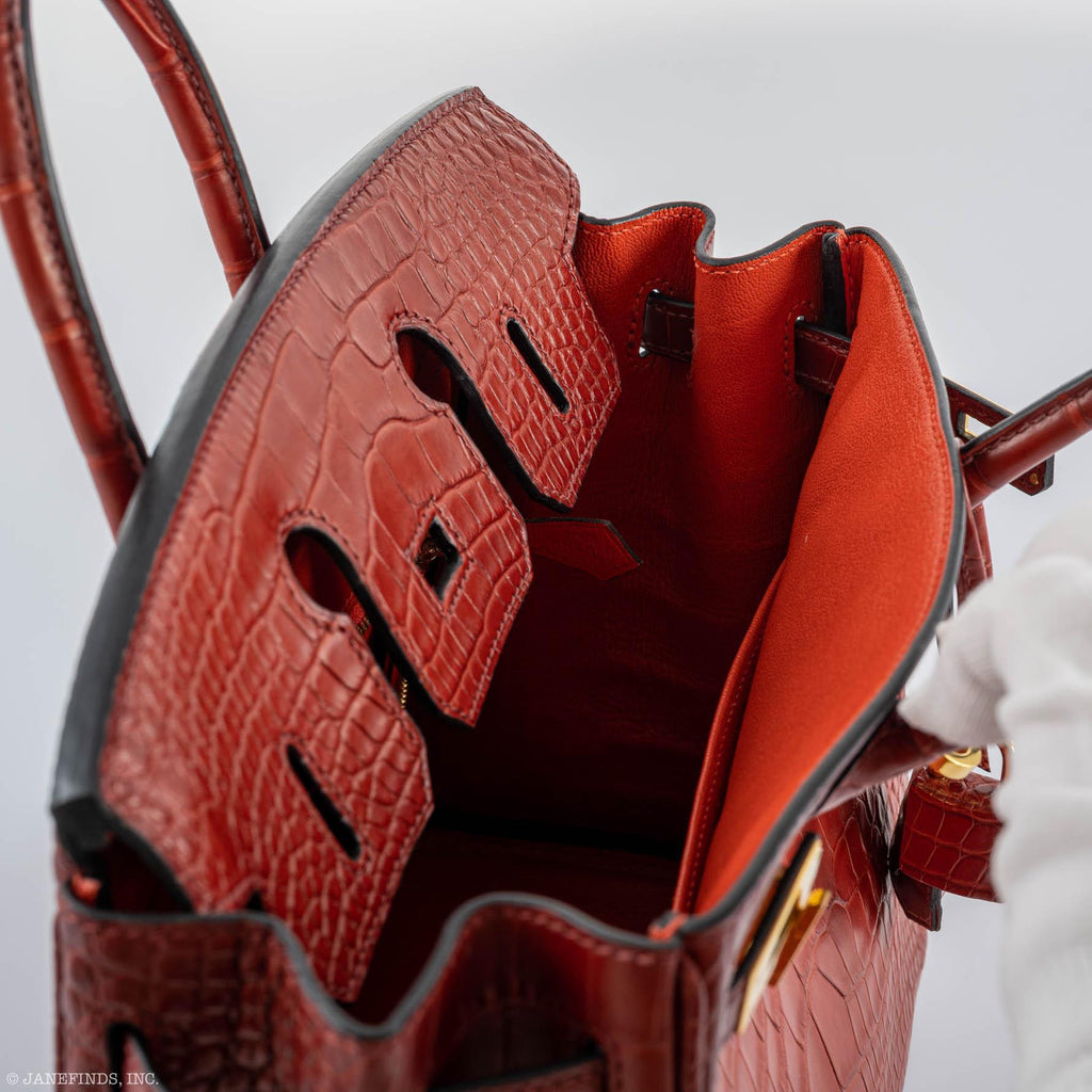 Hermes Birkin 25 Rouge H Verso Orange Alligator Gold Hardware - Exclusu