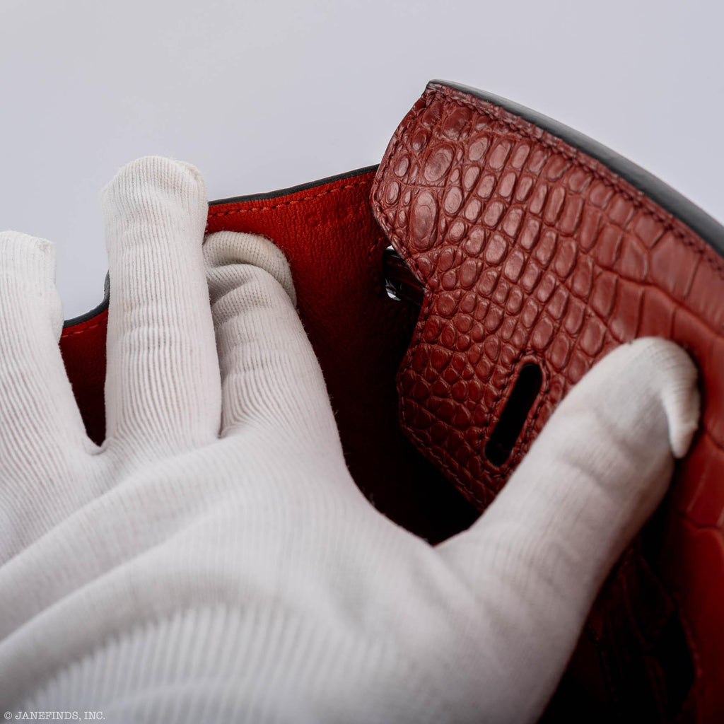 Hermes Birkin 25 Rouge H Verso Orange Alligator Gold Hardware - Exclusu