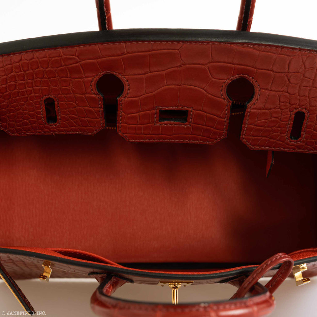 Hermes Birkin 25 Rouge H Verso Orange Alligator Gold Hardware - Exclusu