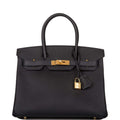Hermes Birkin 30 Black Epsom Gold Hardware - Exclusu