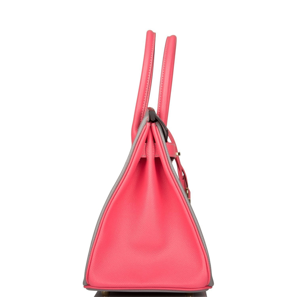 Hermes Birkin 30 Gris Mouette and Rose Azalee Epsom Permabrass Hardware - Exclusu