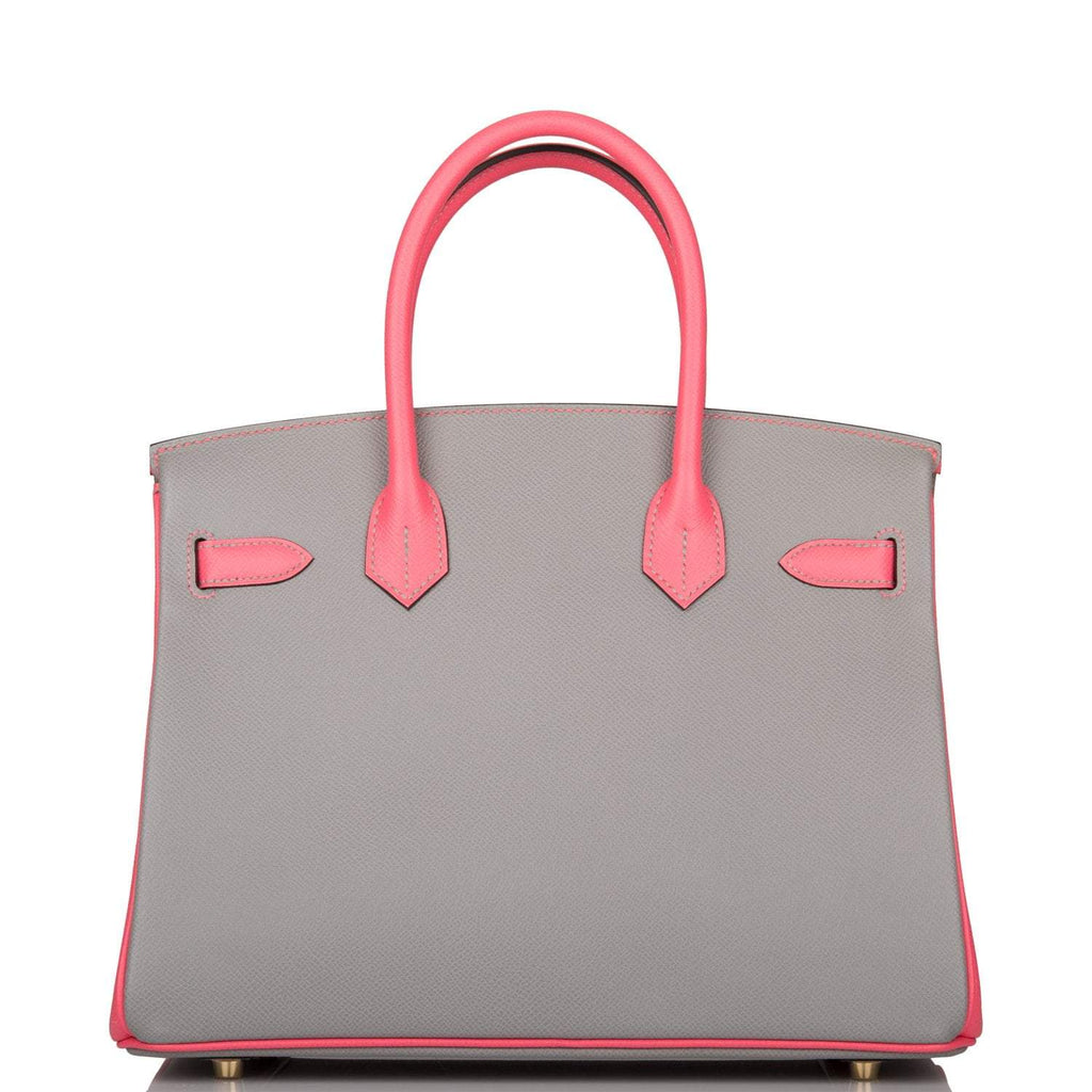 Hermes Birkin 30 Gris Mouette and Rose Azalee Epsom Permabrass Hardware - Exclusu