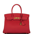 Hermes Birkin 30 Rouge Casaque Togo Gold Hardware - Exclusu