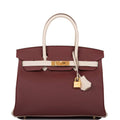 Hermes Birkin 30 Rouge H and Craie Togo Brushed Gold Hardware - Exclusu