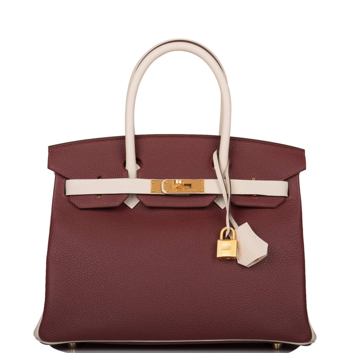 Hermes Birkin 30 Rouge H and Craie Togo Brushed Gold Hardware - Exclusu