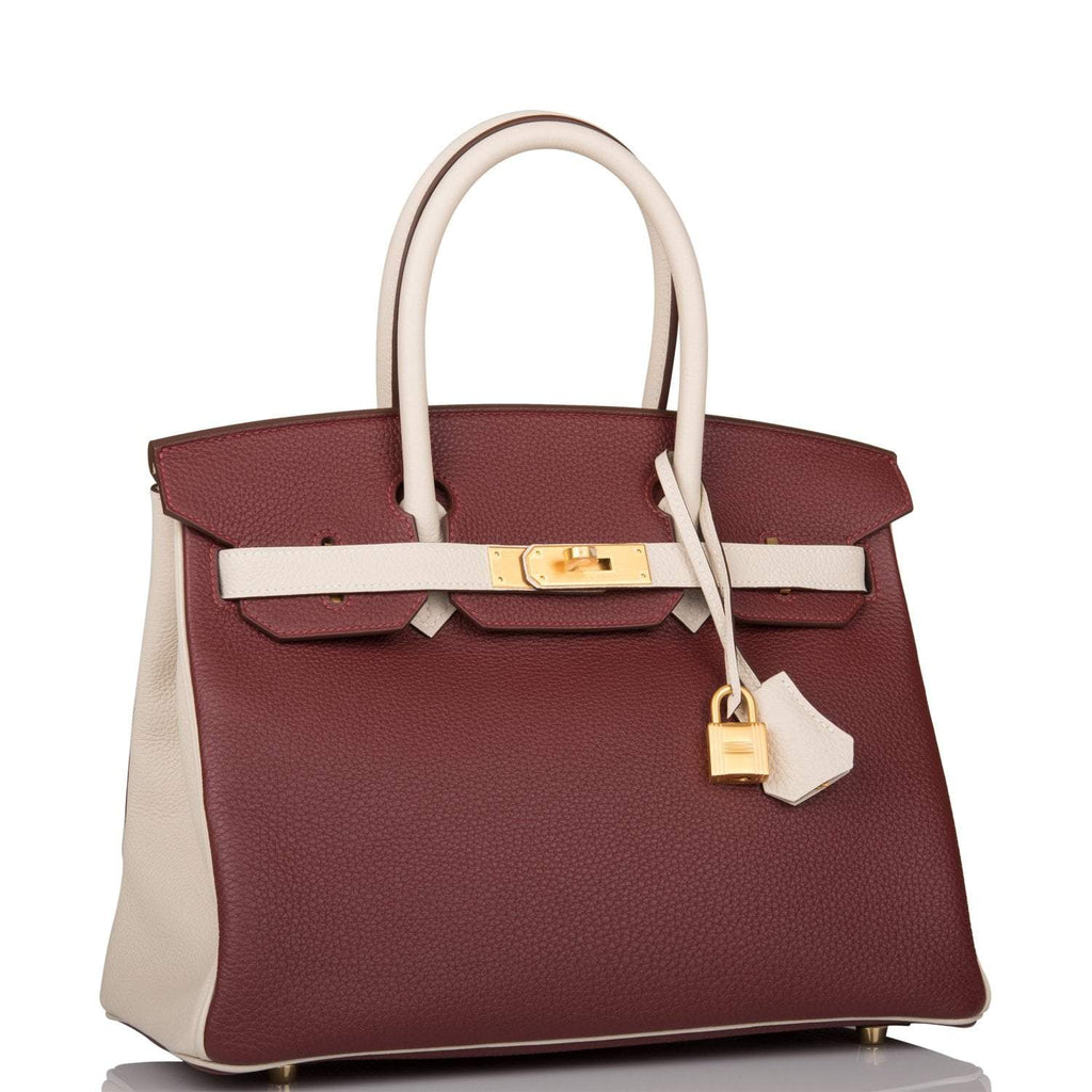 Hermes Birkin 30 Rouge H and Craie Togo Brushed Gold Hardware - Exclusu