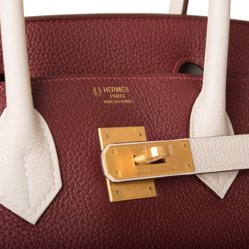 Hermes Birkin 30 Rouge H and Craie Togo Brushed Gold Hardware - Exclusu