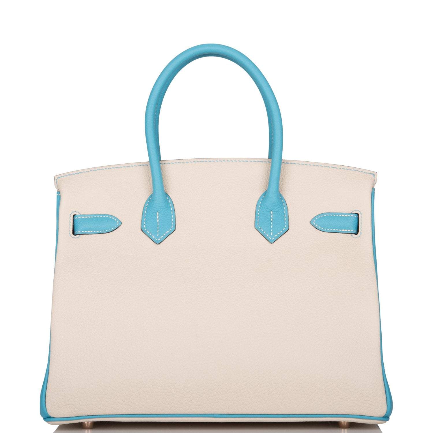 Hermes Birkin 30cm Bi-Color Craie and Bleu Atoll Togo  Rose Gold Hardware - Exclusu