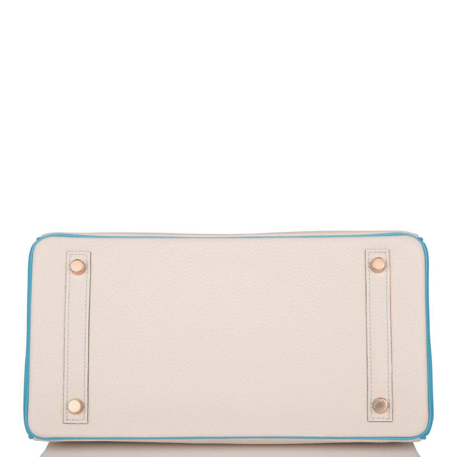 Hermes Birkin 30cm Bi-Color Craie and Bleu Atoll Togo  Rose Gold Hardware - Exclusu