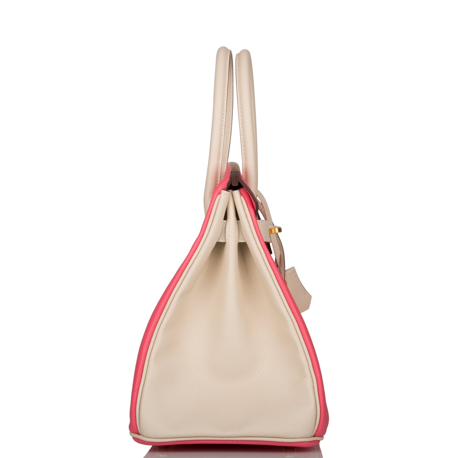 Hermes Birkin 30cm Bi-Color Craie and Rose Azalee Epsom Brushed Gold Hardware - Exclusu