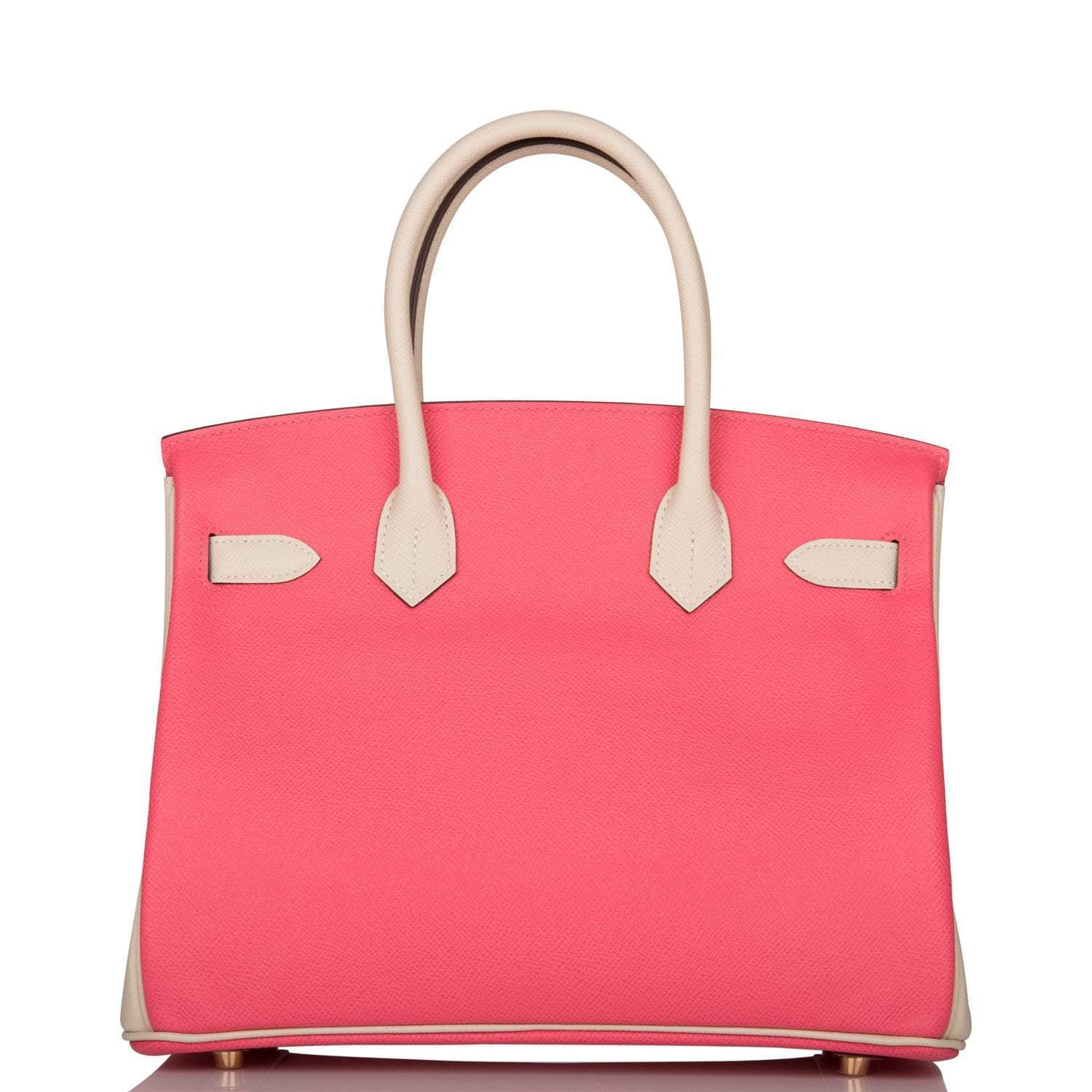 Hermes Birkin 30cm Bi-Color Craie and Rose Azalee Epsom Brushed Gold Hardware - Exclusu
