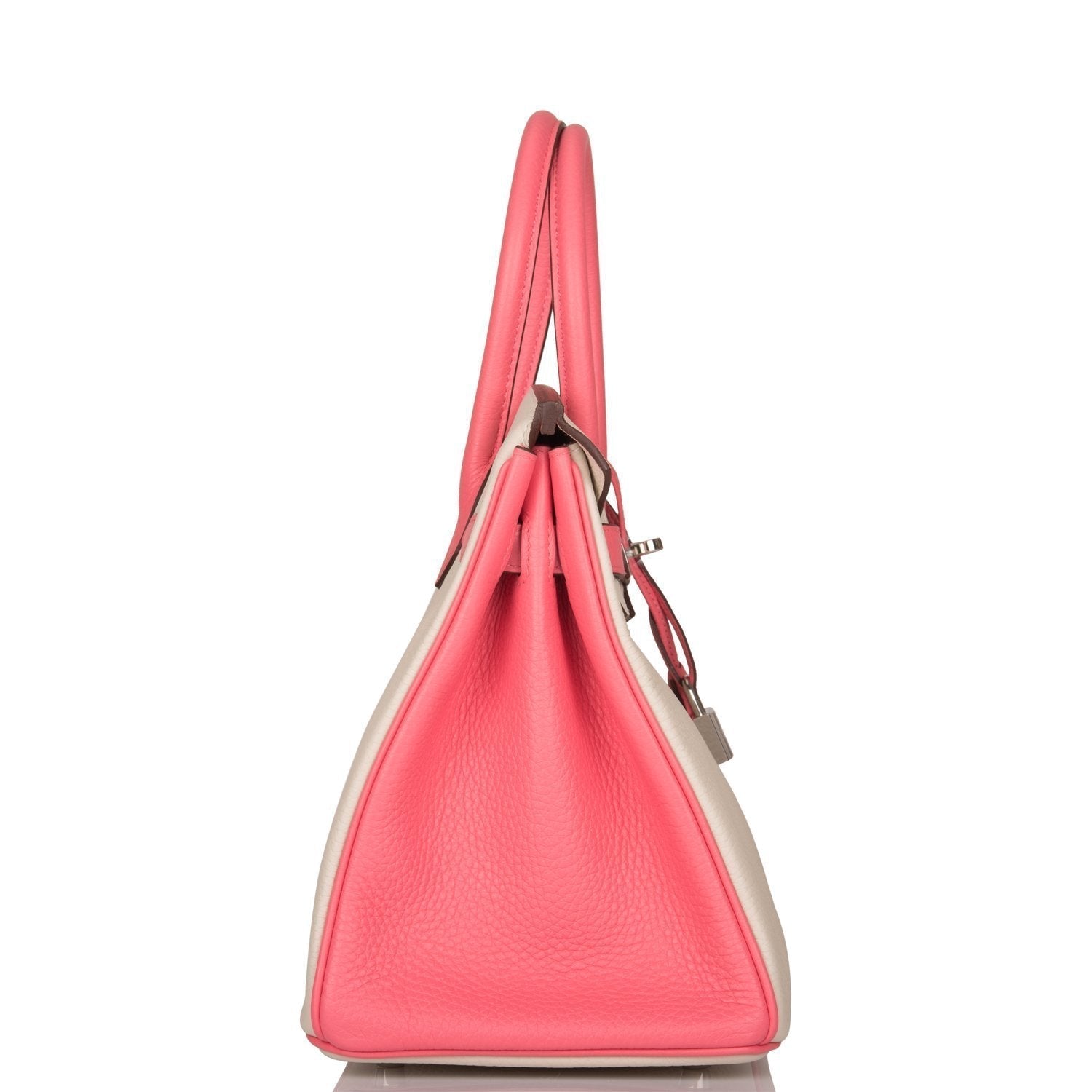 Hermes Birkin 30cm Bi-Color Craie and Rose Lipstick Clemence  Palladium Hardware - Exclusu