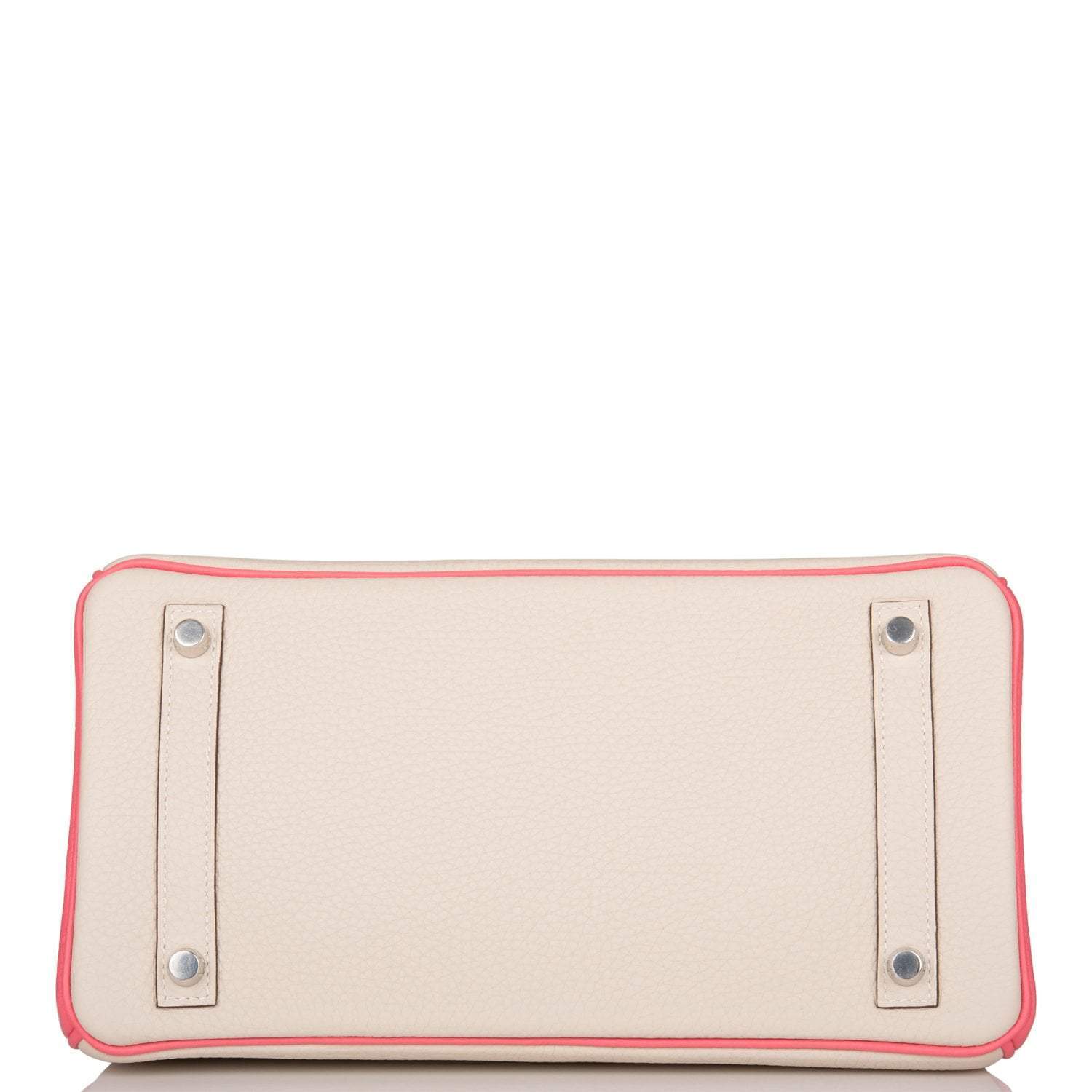 Hermes Birkin 30cm Bi-Color Craie and Rose Lipstick Clemence  Palladium Hardware - Exclusu