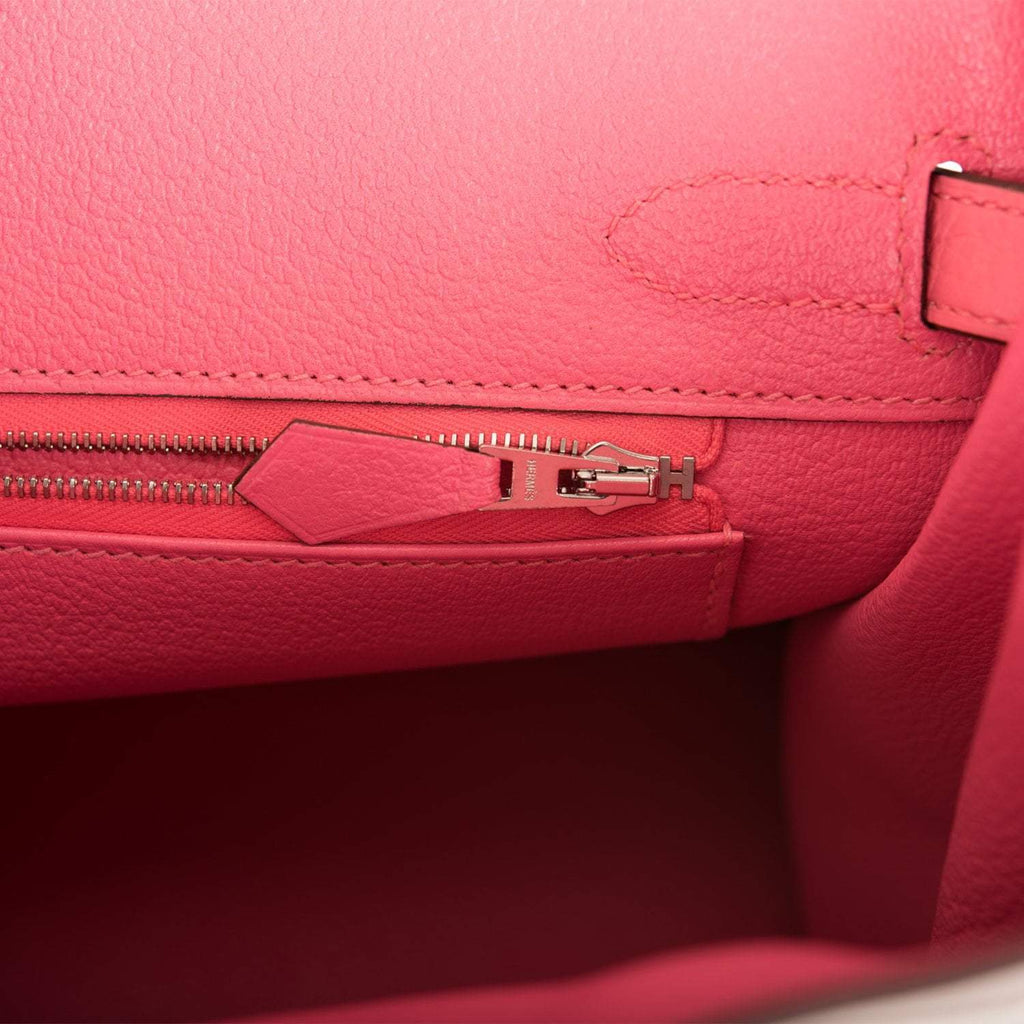 Hermes Birkin 30cm Bi-Color Craie and Rose Lipstick Clemence  Palladium Hardware - Exclusu