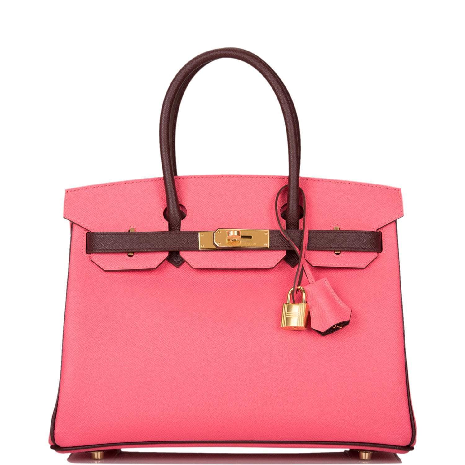 Hermes Birkin 30cm Bi-Color Rose Azalee and Bordeaux Epsom Gold Hardware - Exclusu