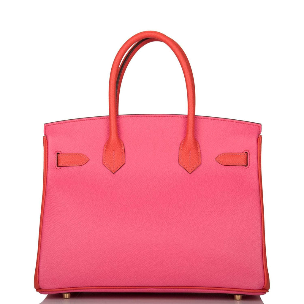 Hermes Birkin 30cm Bi-Color Rose Azalee and Feu Epsom Permabrass Hardware - Exclusu