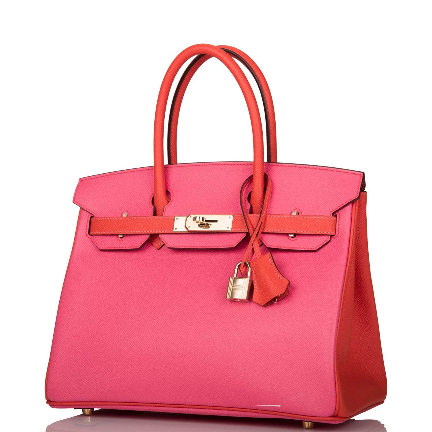 Hermes Birkin 30cm Bi-Color Rose Azalee and Feu Epsom Permabrass Hardware - Exclusu