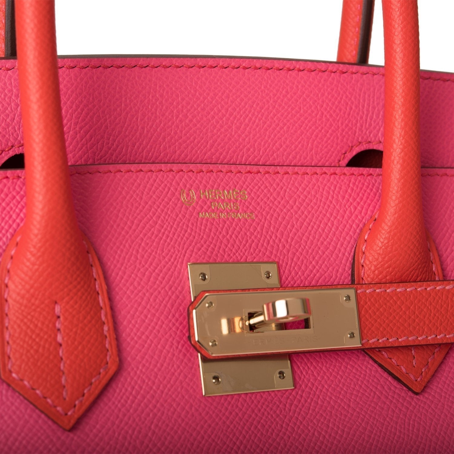 Hermes Birkin 30cm Bi-Color Rose Azalee and Feu Epsom Permabrass Hardware - Exclusu