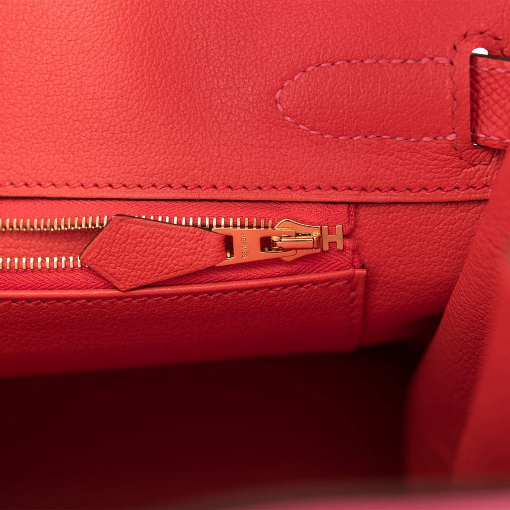 Hermes Birkin 30cm Bi-Color Rose Azalee and Feu Epsom Permabrass Hardware - Exclusu