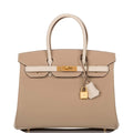 Hermes Birkin 30cm Bi-Color Trench and Craie Epsom Gold Hardware - Exclusu