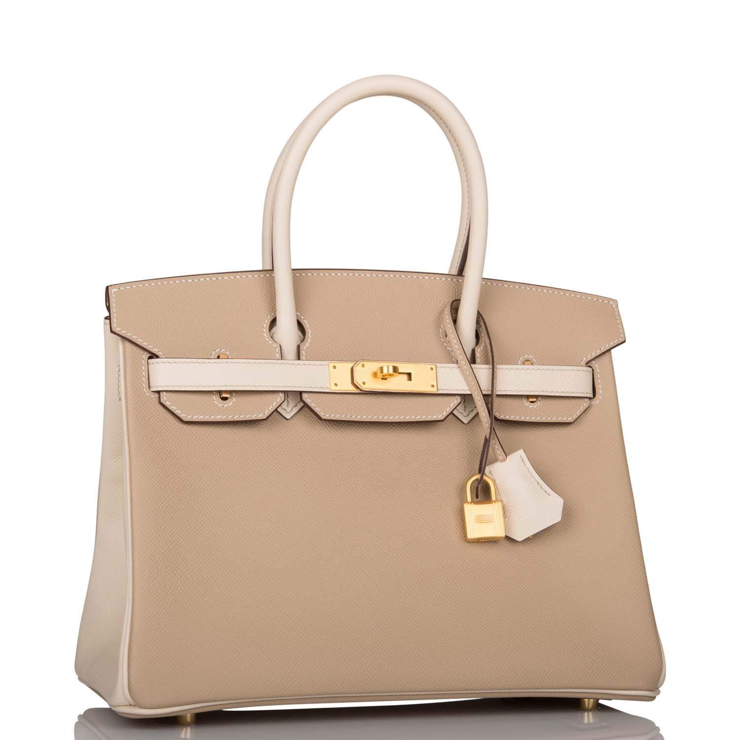 Hermes Birkin 30cm Bi-Color Trench and Craie Epsom Gold Hardware - Exclusu
