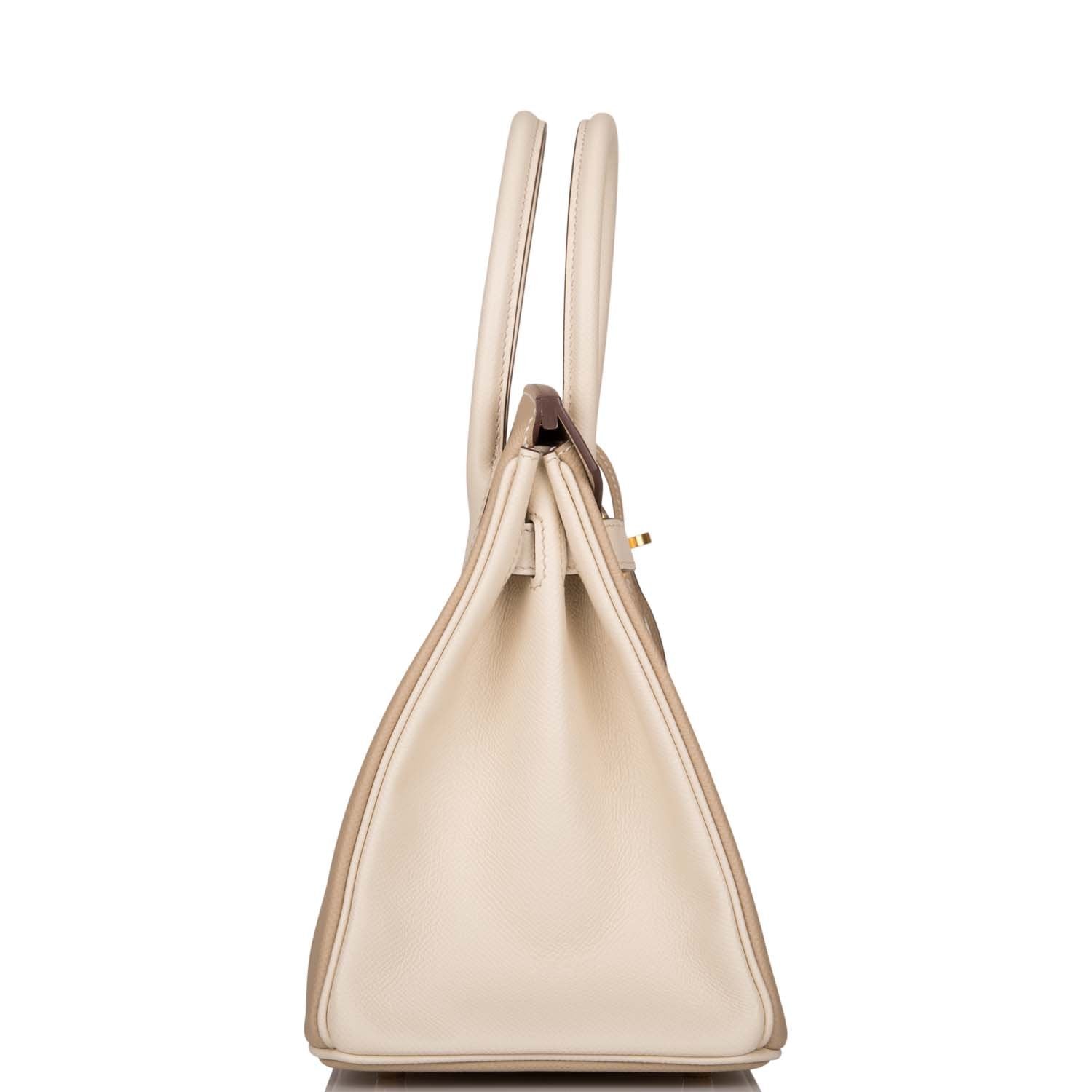 Hermes Birkin 30cm Bi-Color Trench and Craie Epsom Gold Hardware - Exclusu