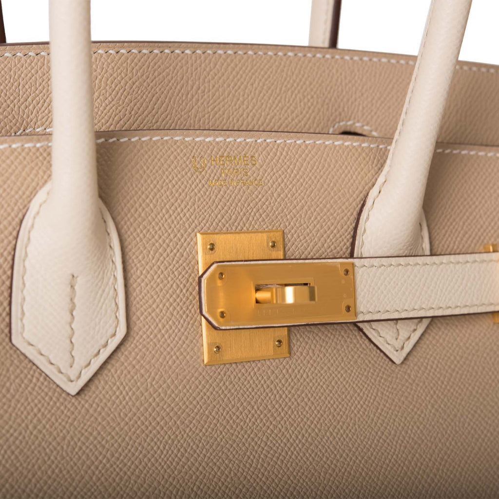 Hermes Birkin 30cm Bi-Color Trench and Craie Epsom Gold Hardware - Exclusu