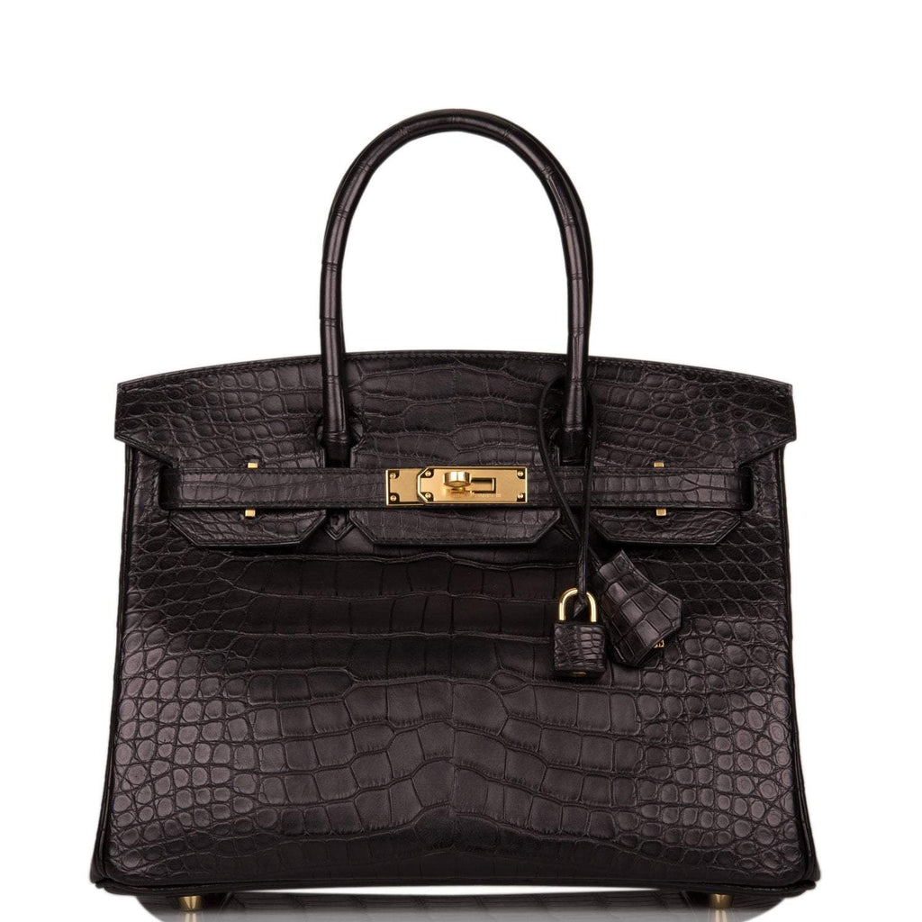Hermes Birkin 30cm Black Matte Alligator Gold Hardware - Exclusu