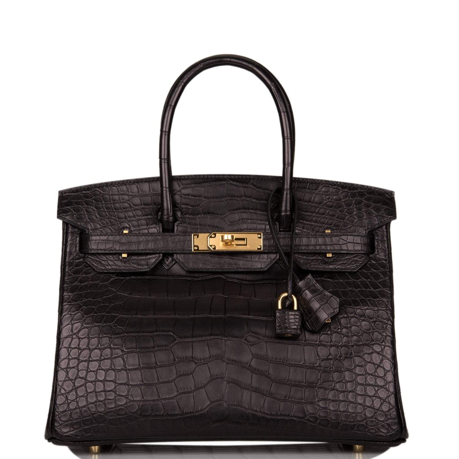 Hermes Birkin 30cm Black Matte Alligator Gold Hardware - Exclusu