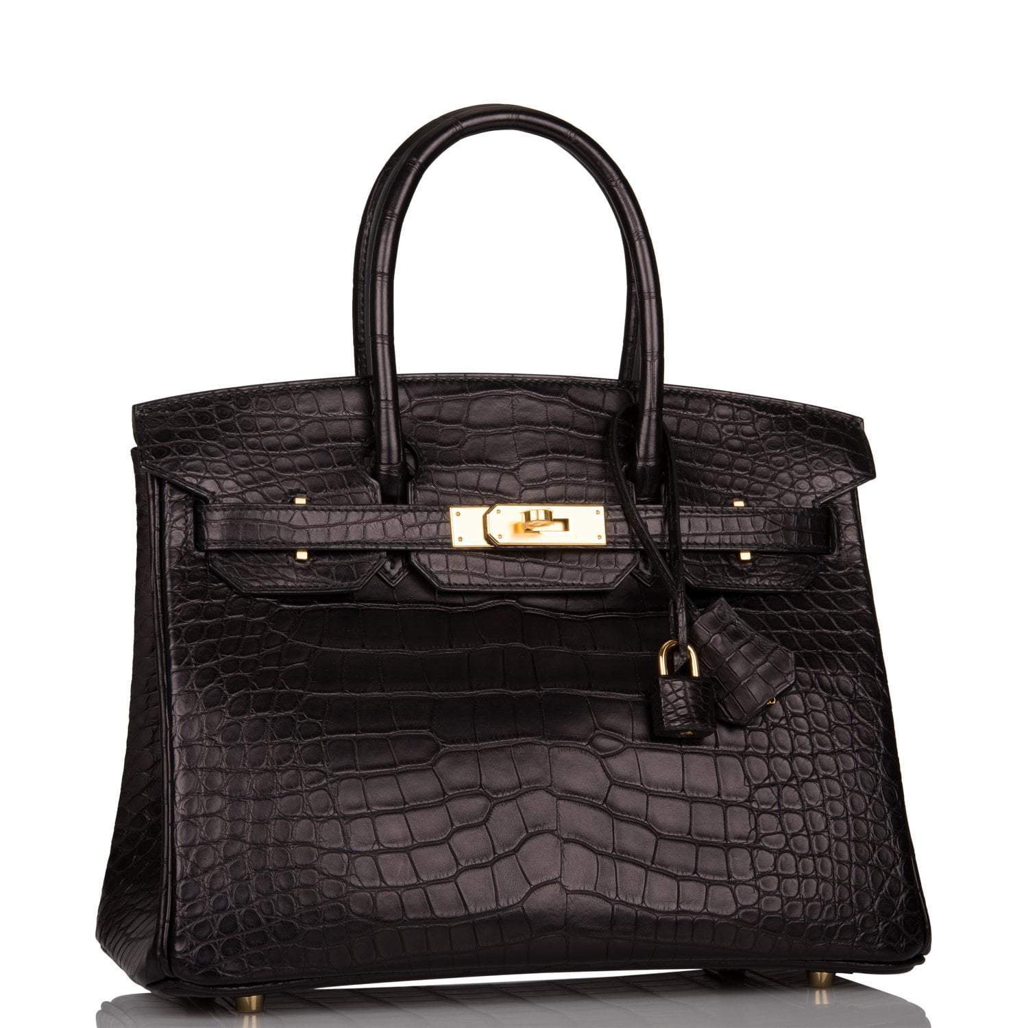 Hermes Birkin 30cm Black Matte Alligator Gold Hardware - Exclusu