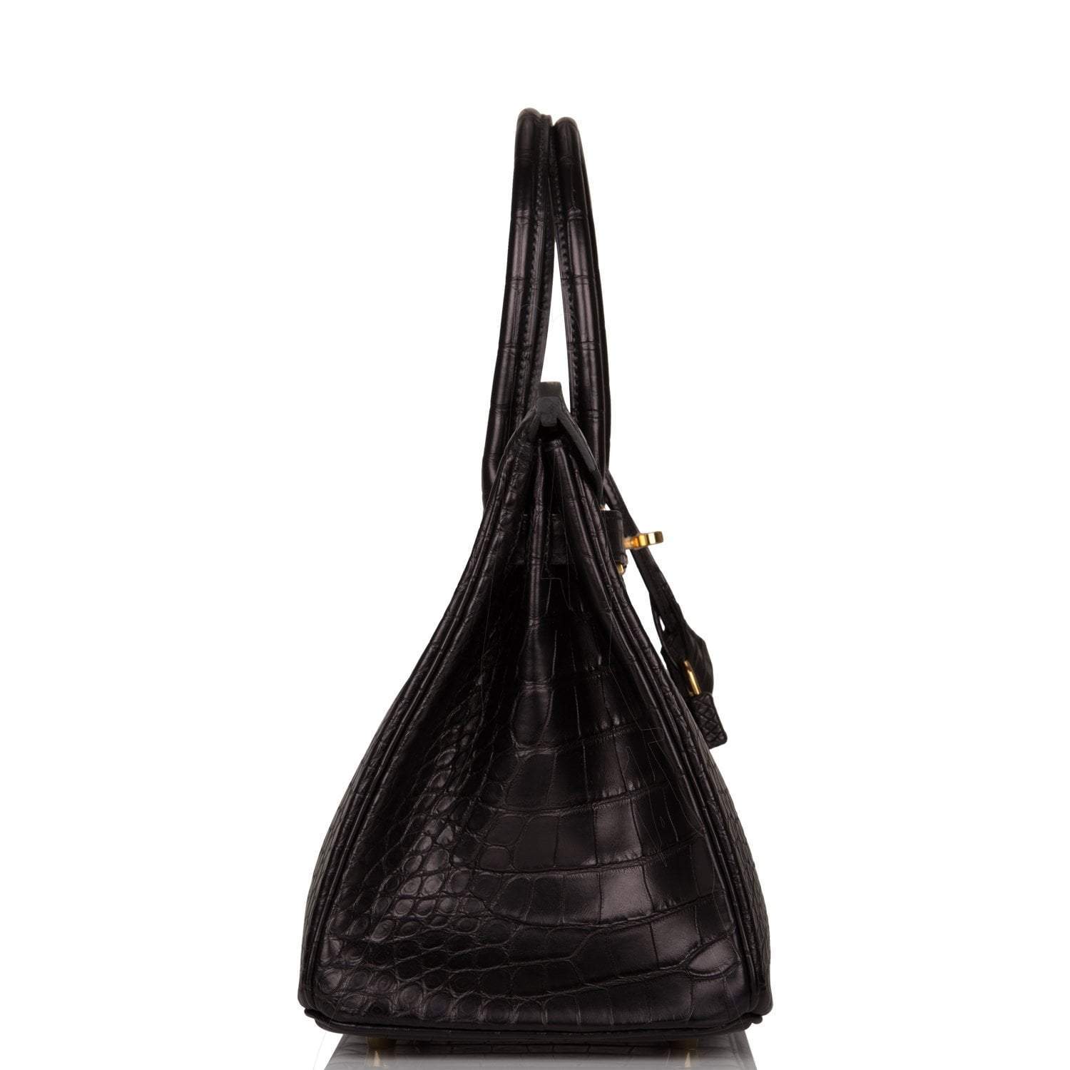 Hermes Birkin 30cm Black Matte Alligator Gold Hardware - Exclusu