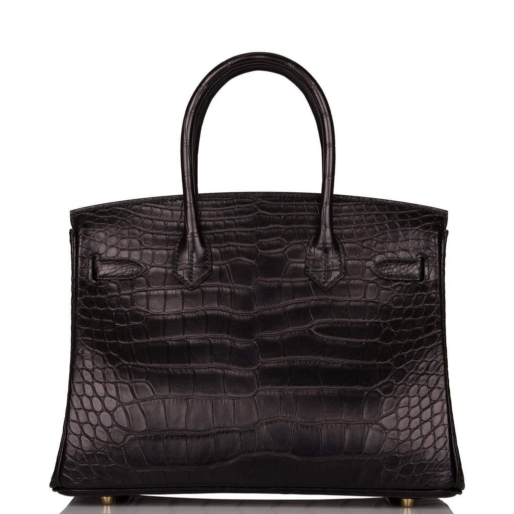 Hermes Birkin 30cm Black Matte Alligator Gold Hardware - Exclusu