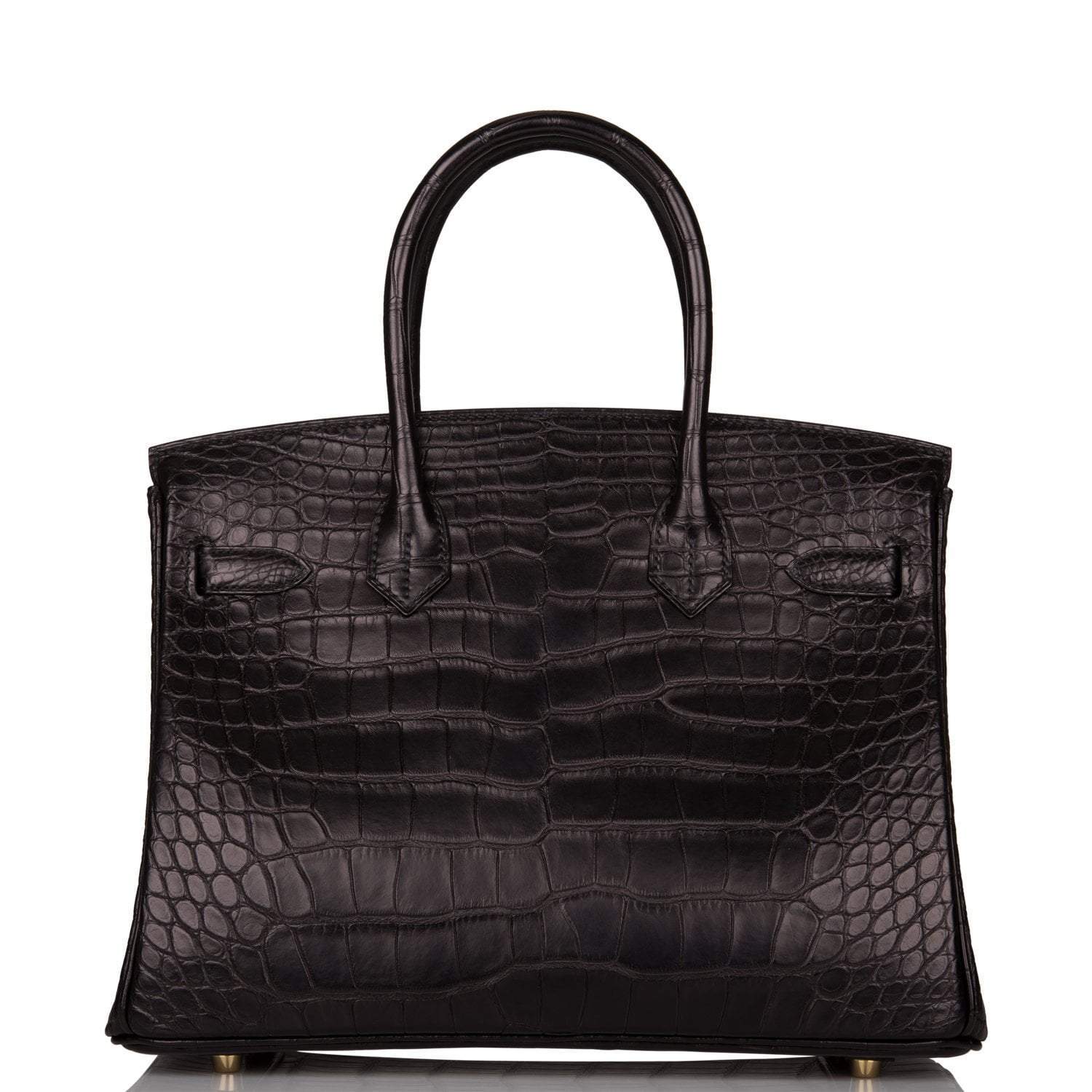 Hermes Birkin 30cm Black Matte Alligator Gold Hardware - Exclusu