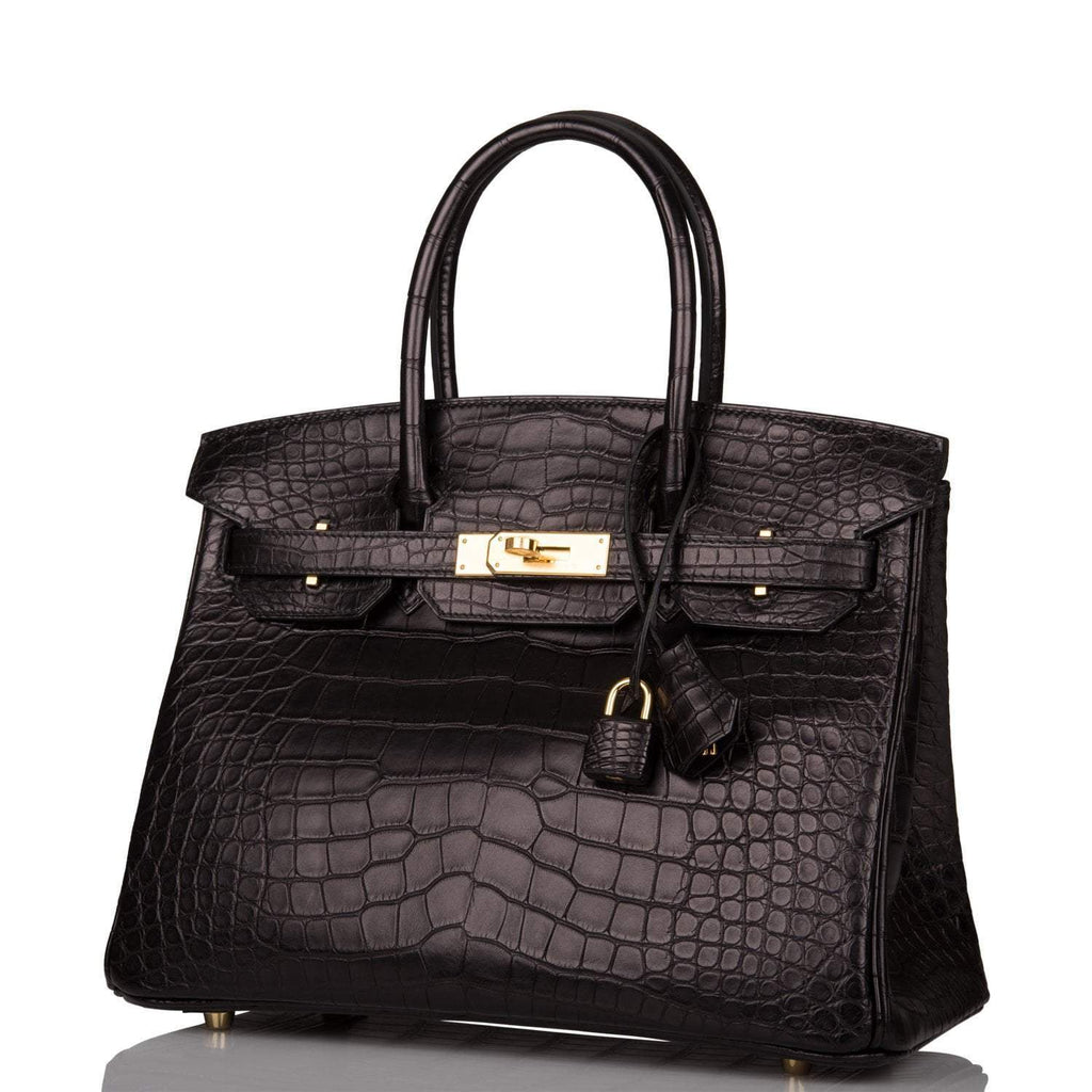 Hermes Birkin 30cm Black Matte Alligator Gold Hardware - Exclusu