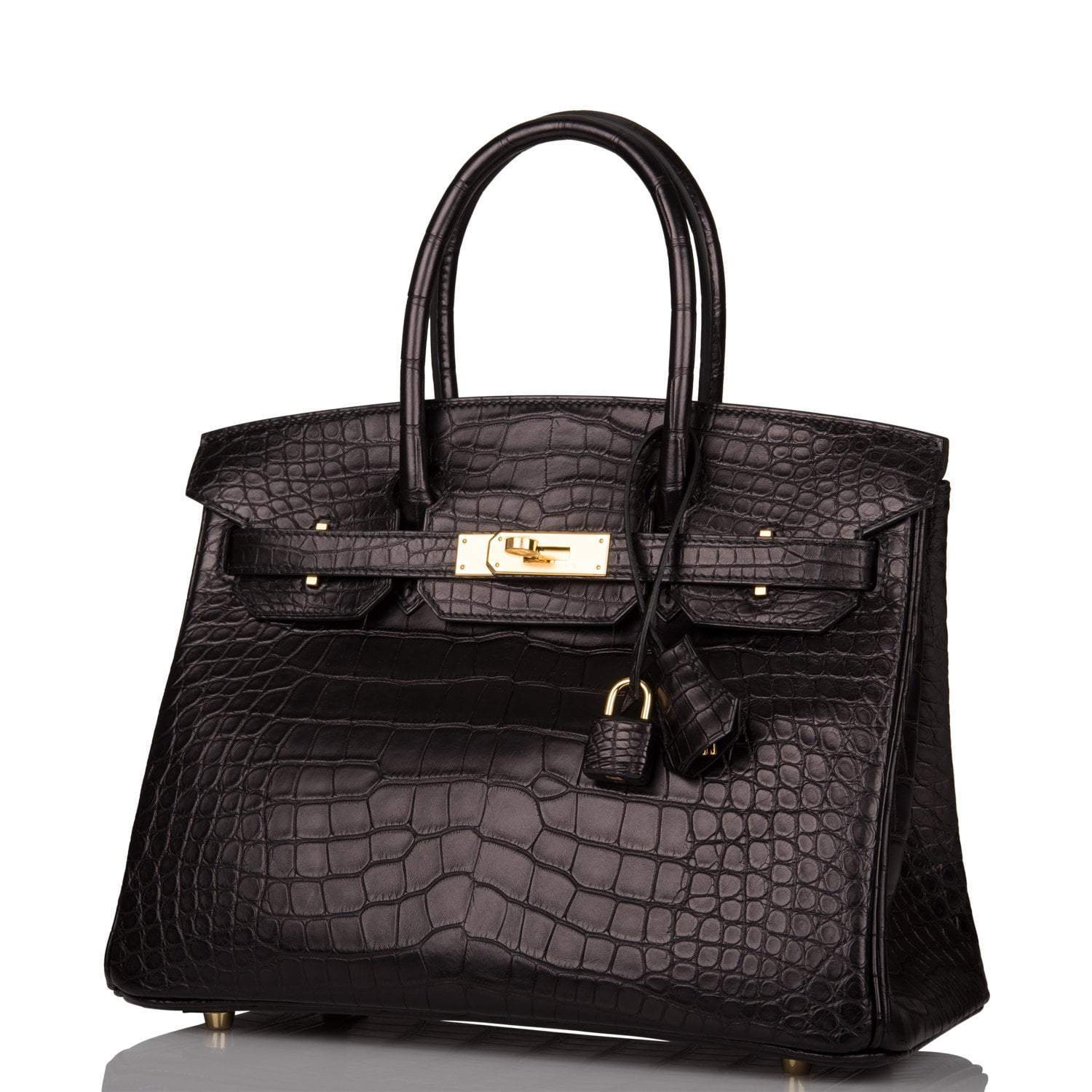 Hermes Birkin 30cm Black Matte Alligator Gold Hardware - Exclusu