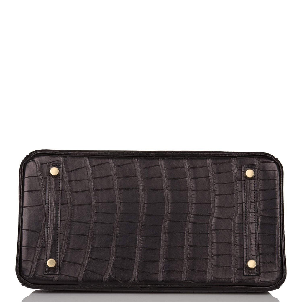Hermes Birkin 30cm Black Matte Alligator Gold Hardware - Exclusu