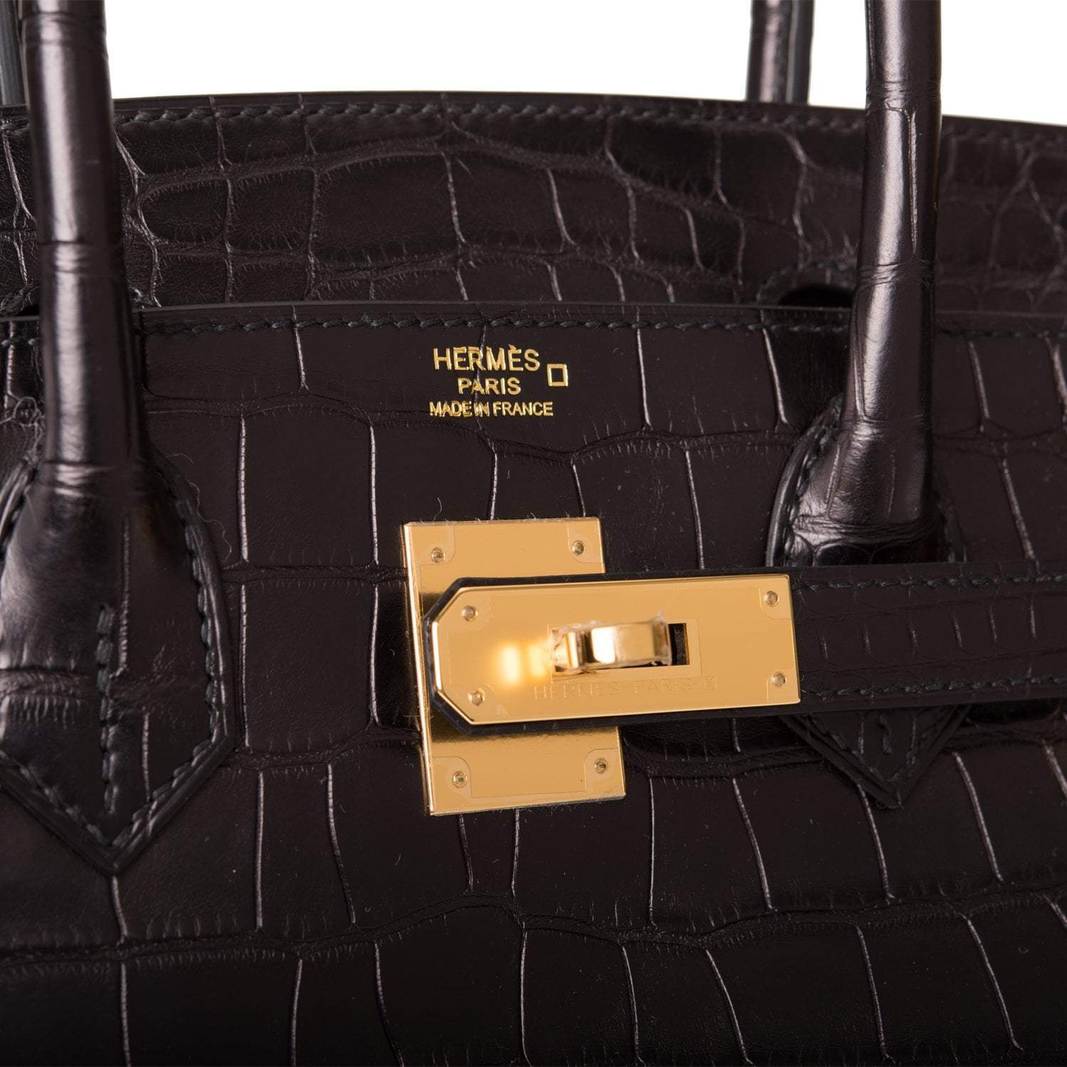 Hermes Birkin 30cm Black Matte Alligator Gold Hardware - Exclusu