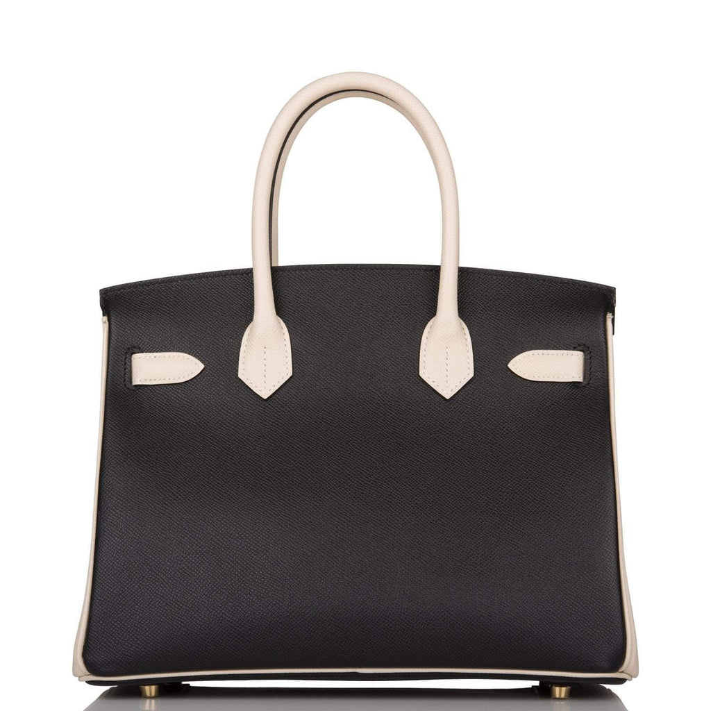 Hermes Birkin 30cm Brushed Gold Hardware Bi-Color Black and Craie Epsom - Exclusu