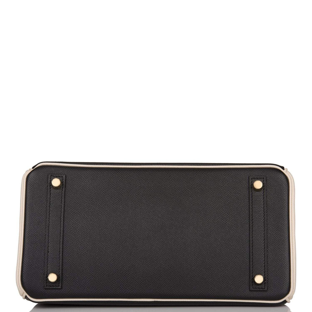 Hermes Birkin 30cm Brushed Gold Hardware Bi-Color Black and Craie Epsom - Exclusu