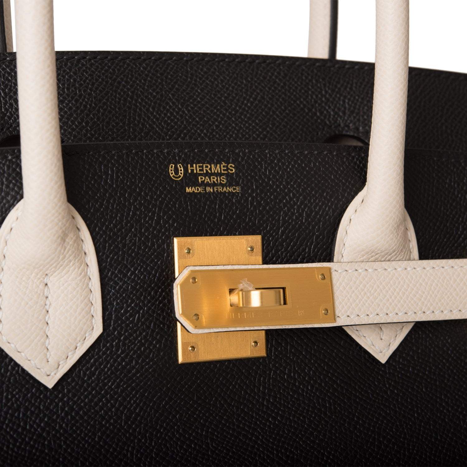 Hermes Birkin 30cm Brushed Gold Hardware Bi-Color Black and Craie Epsom - Exclusu