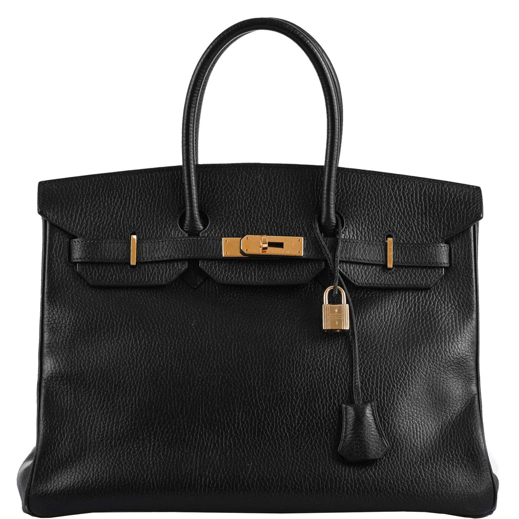 Hermes Birkin 35 Black Ardenne Gold Hardware - C Square - Exclusu