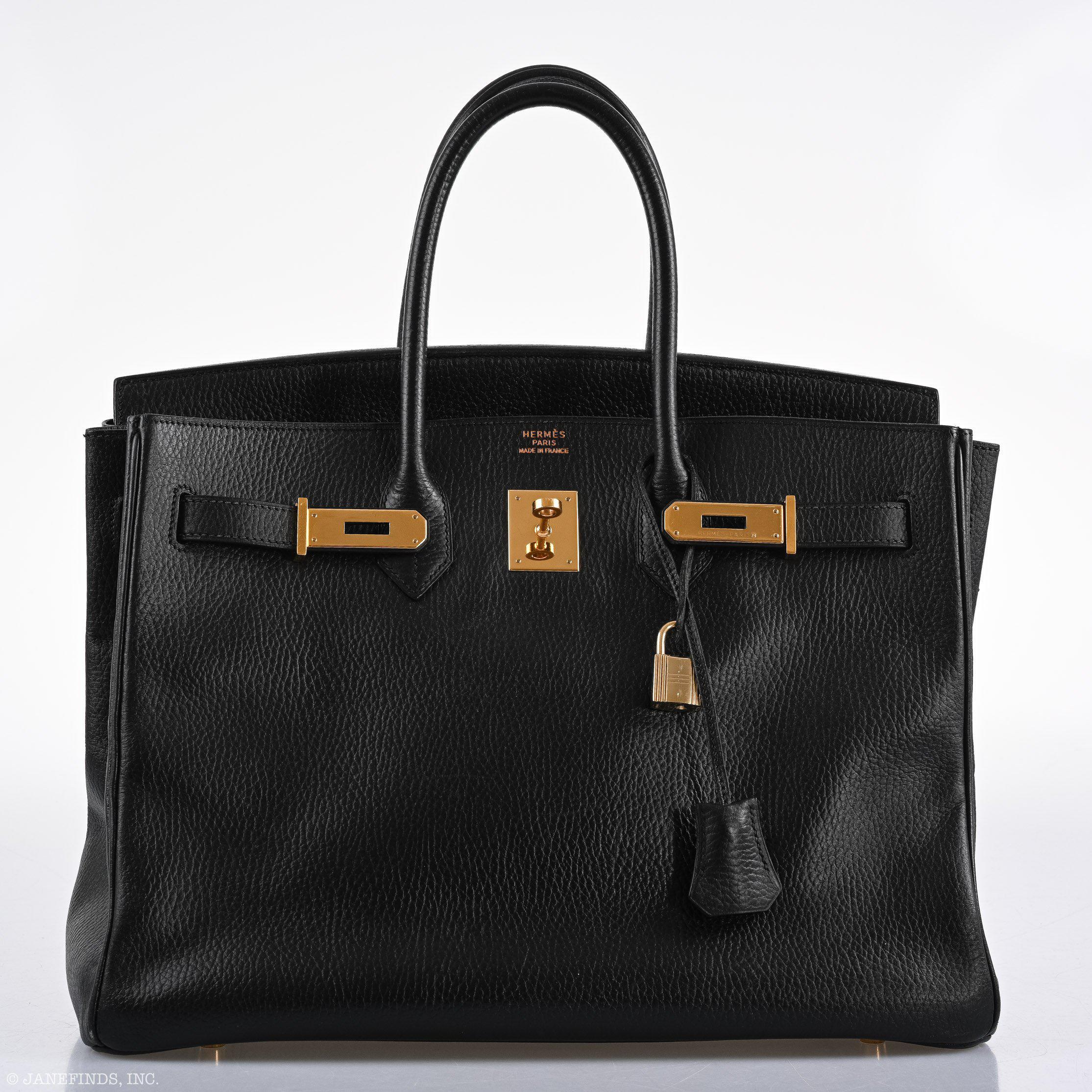 Hermes Birkin 35 Black Ardenne Gold Hardware - C Square - Exclusu