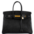 Hermes Birkin 35 Black Ardennes Gold Hardware - Square A - Exclusu