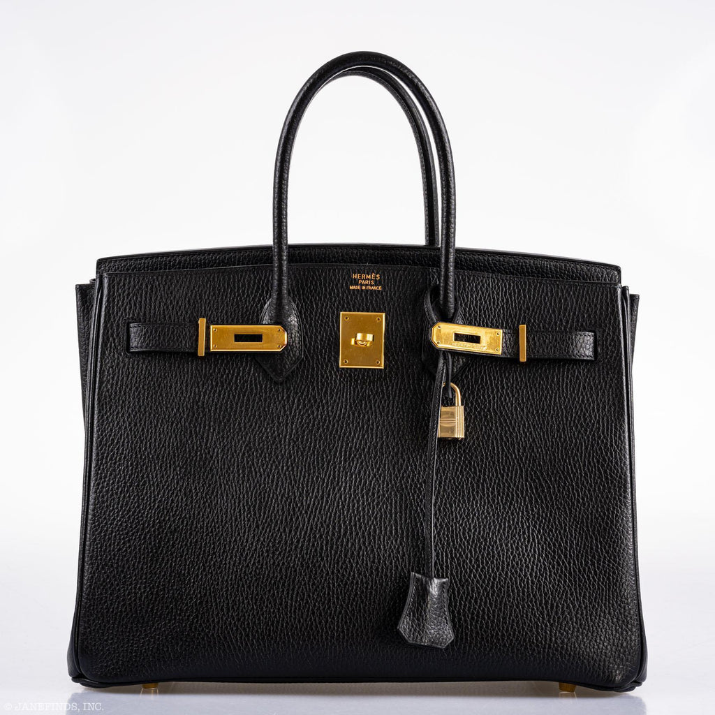 Hermes Birkin 35 Black Ardennes Gold Hardware - Square A - Exclusu