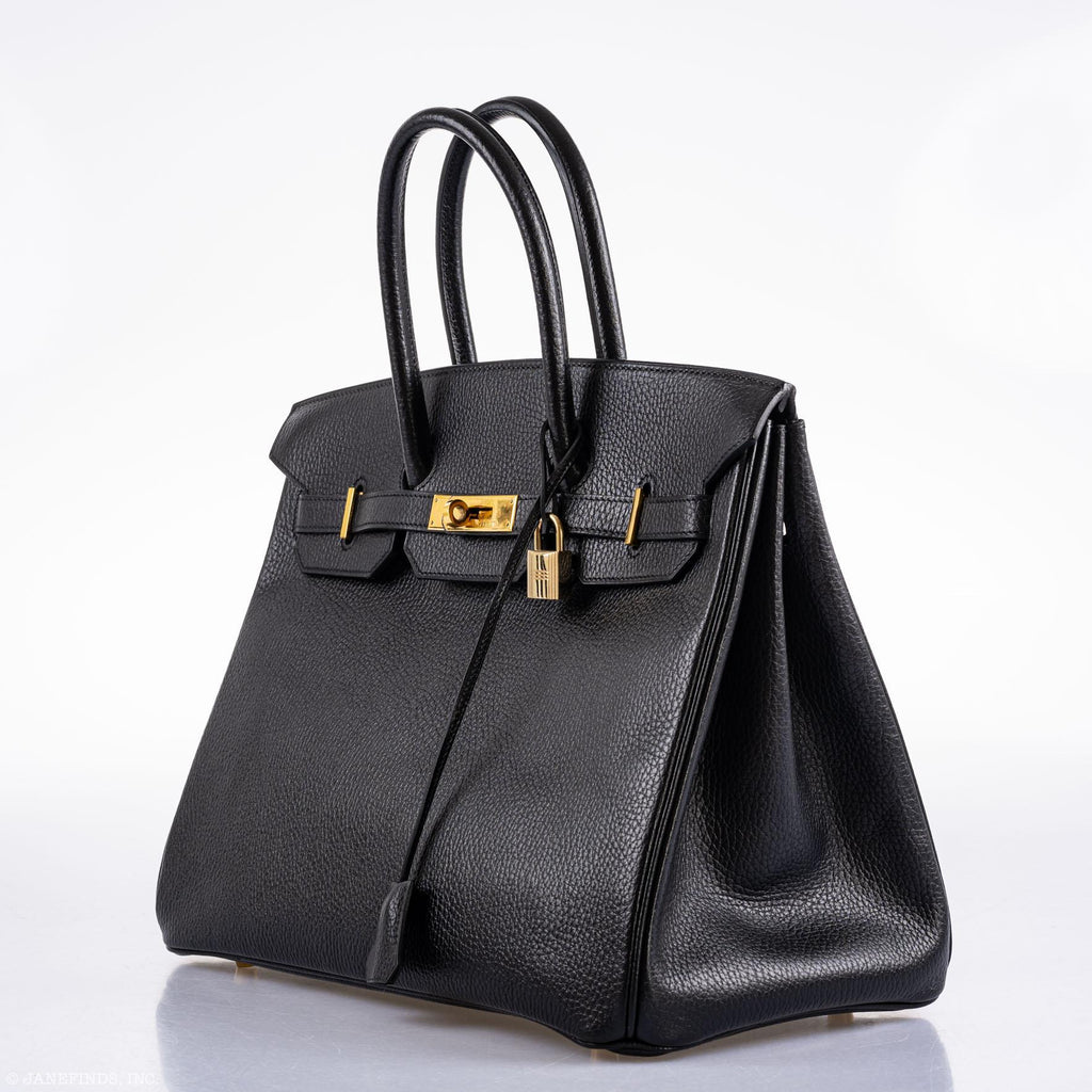 Hermes Birkin 35 Black Ardennes Gold Hardware - Square A - Exclusu