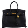 Hermes Birkin 35 Black Clemence Leather Gold Hardware - Square N - Exclusu