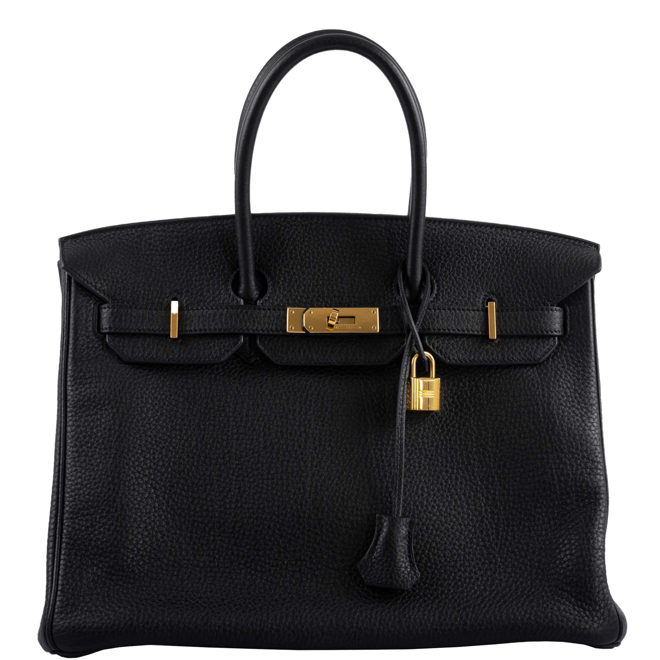 Hermes Birkin 35 Black Clemence Leather Gold Hardware - Square N - Exclusu