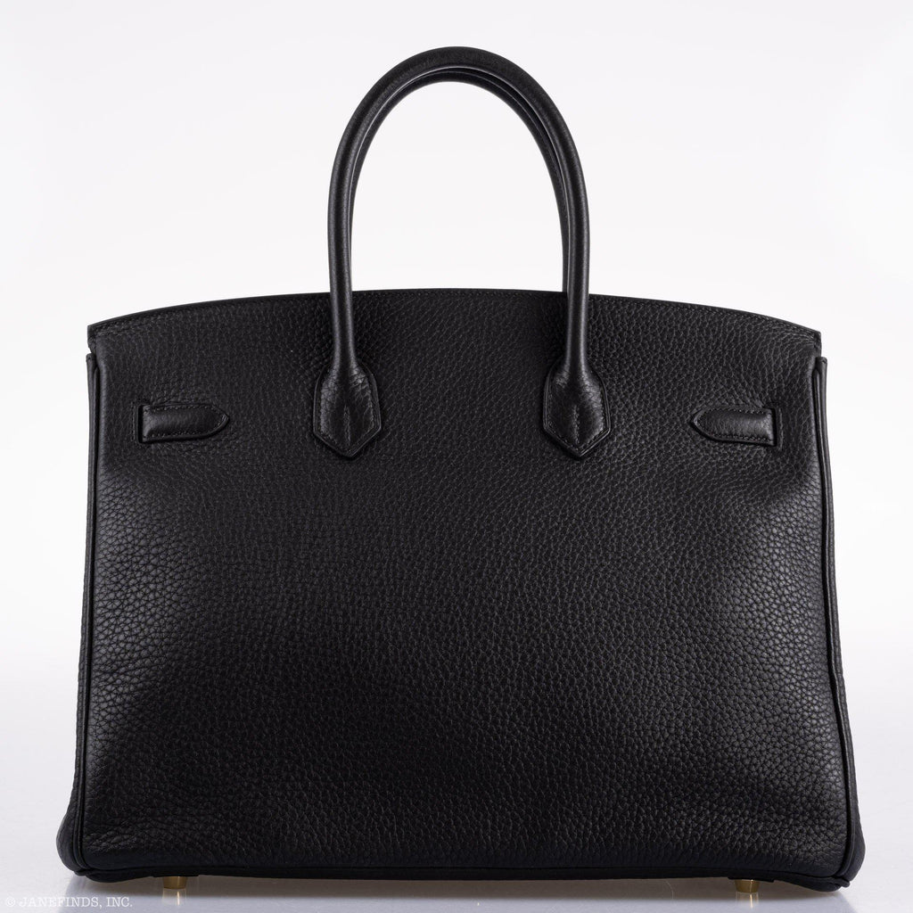 Hermes Birkin 35 Black Clemence Leather Gold Hardware - Square N - Exclusu