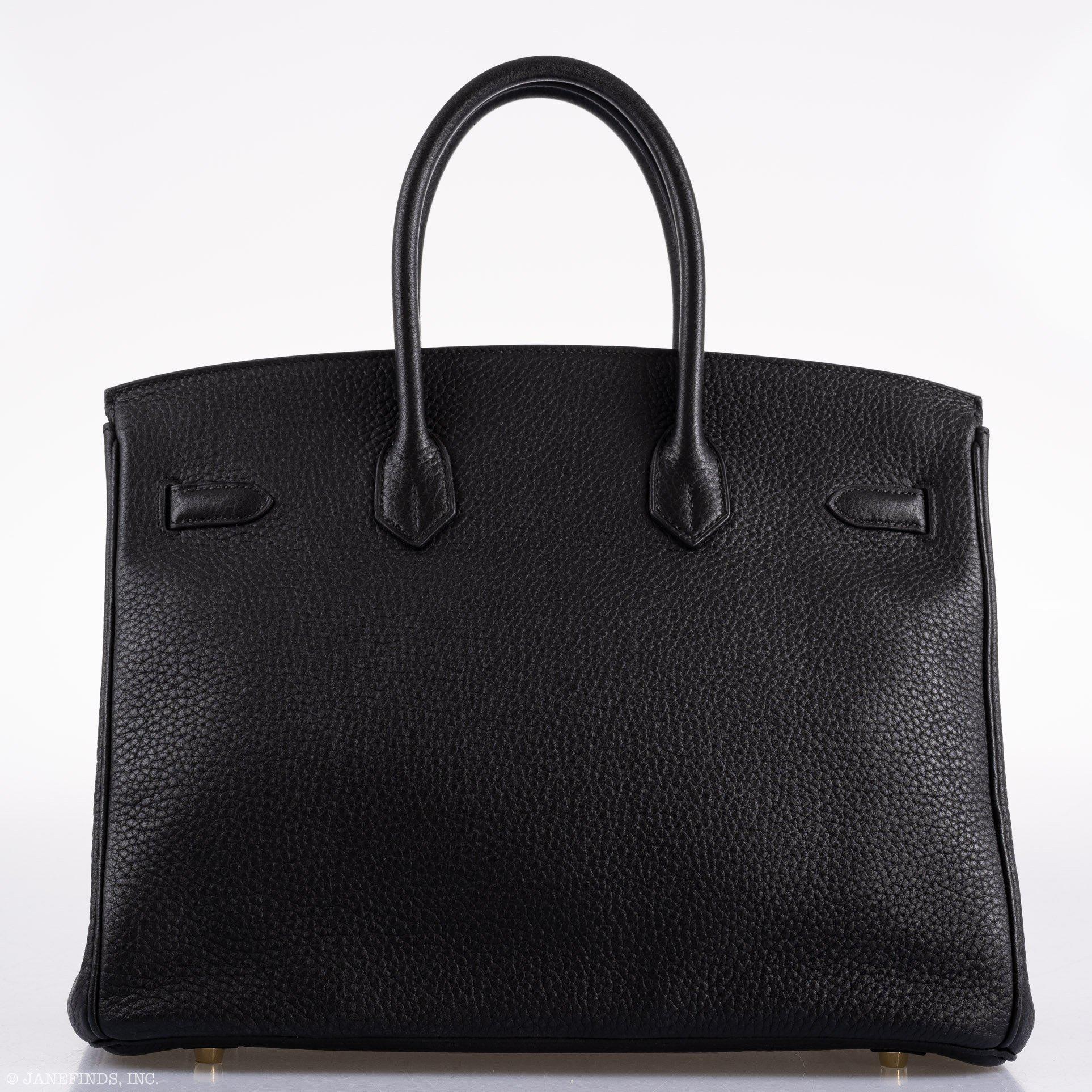 Hermes Birkin 35 Black Clemence Leather Gold Hardware - Square N - Exclusu