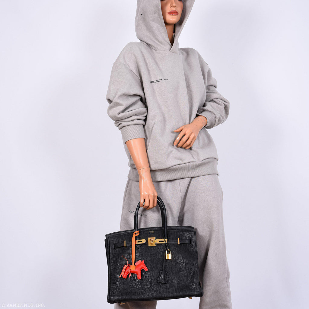 Hermes Birkin 35 Black Clemence Leather Gold Hardware - Square N - Exclusu